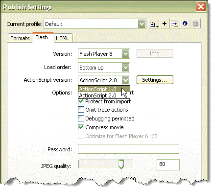 Image: Publish Settings dialog